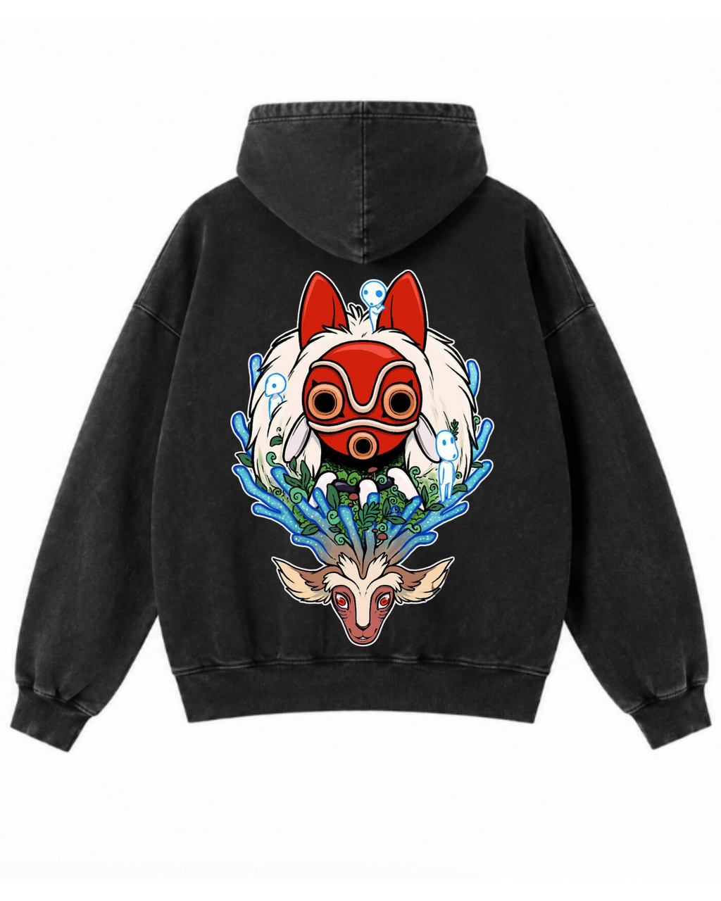 Mononoke Rage | Polerón Studio Ghibli Oversize Acid Wash