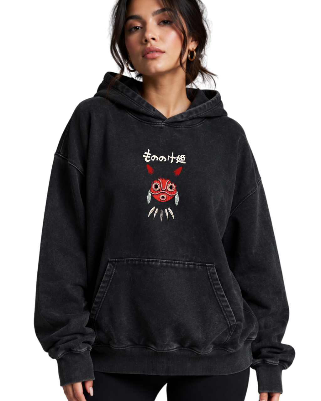 Mononoke Rage | Polerón Studio Ghibli Oversize Acid Wash