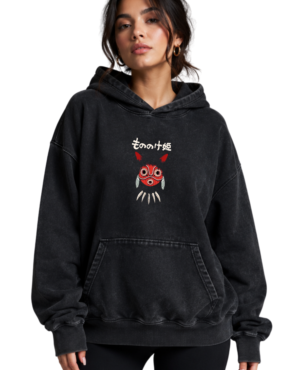 Mononoke Rage | Polerón Studio Ghibli Oversize Acid Wash