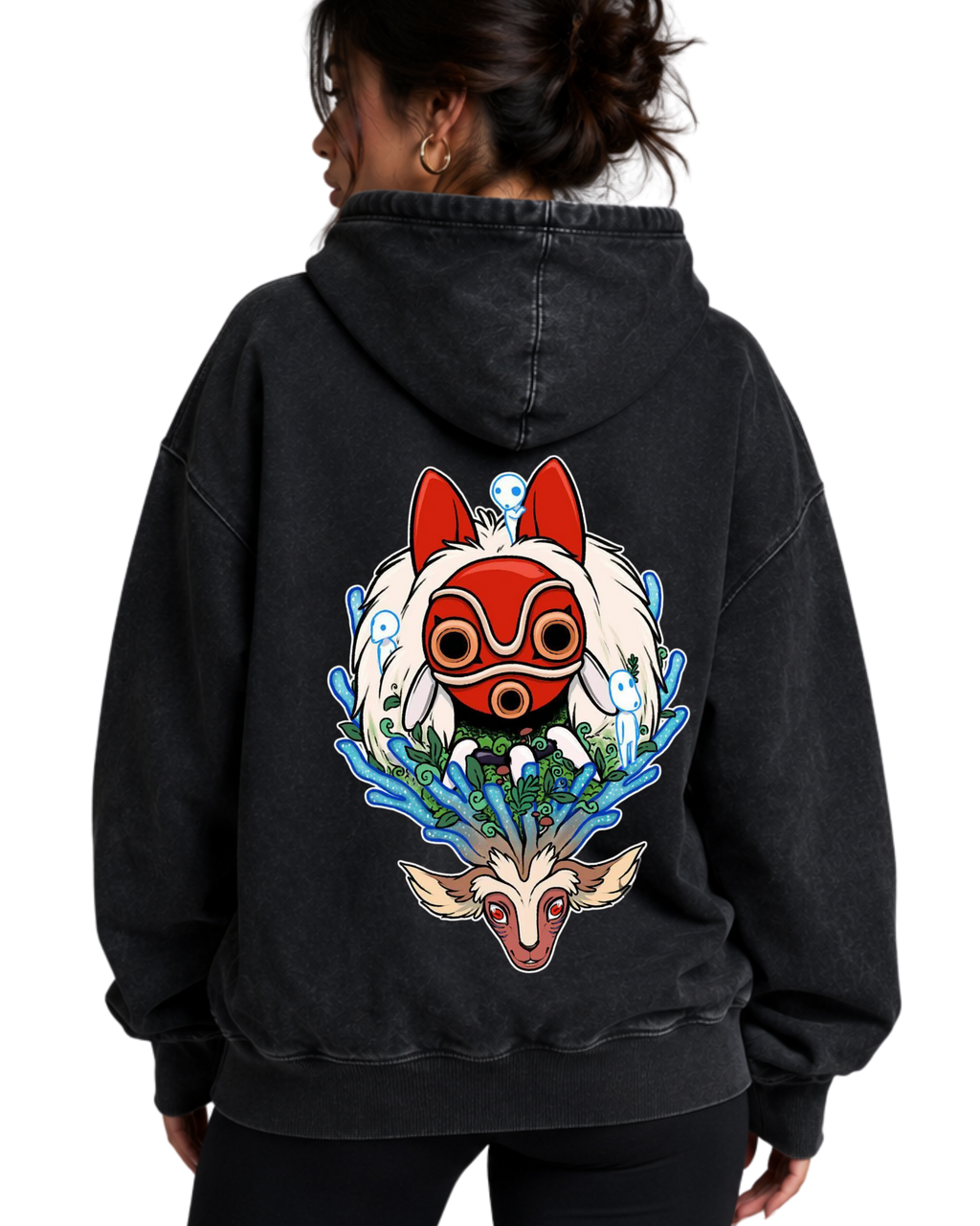 Mononoke Rage | Polerón Studio Ghibli Oversize Acid Wash