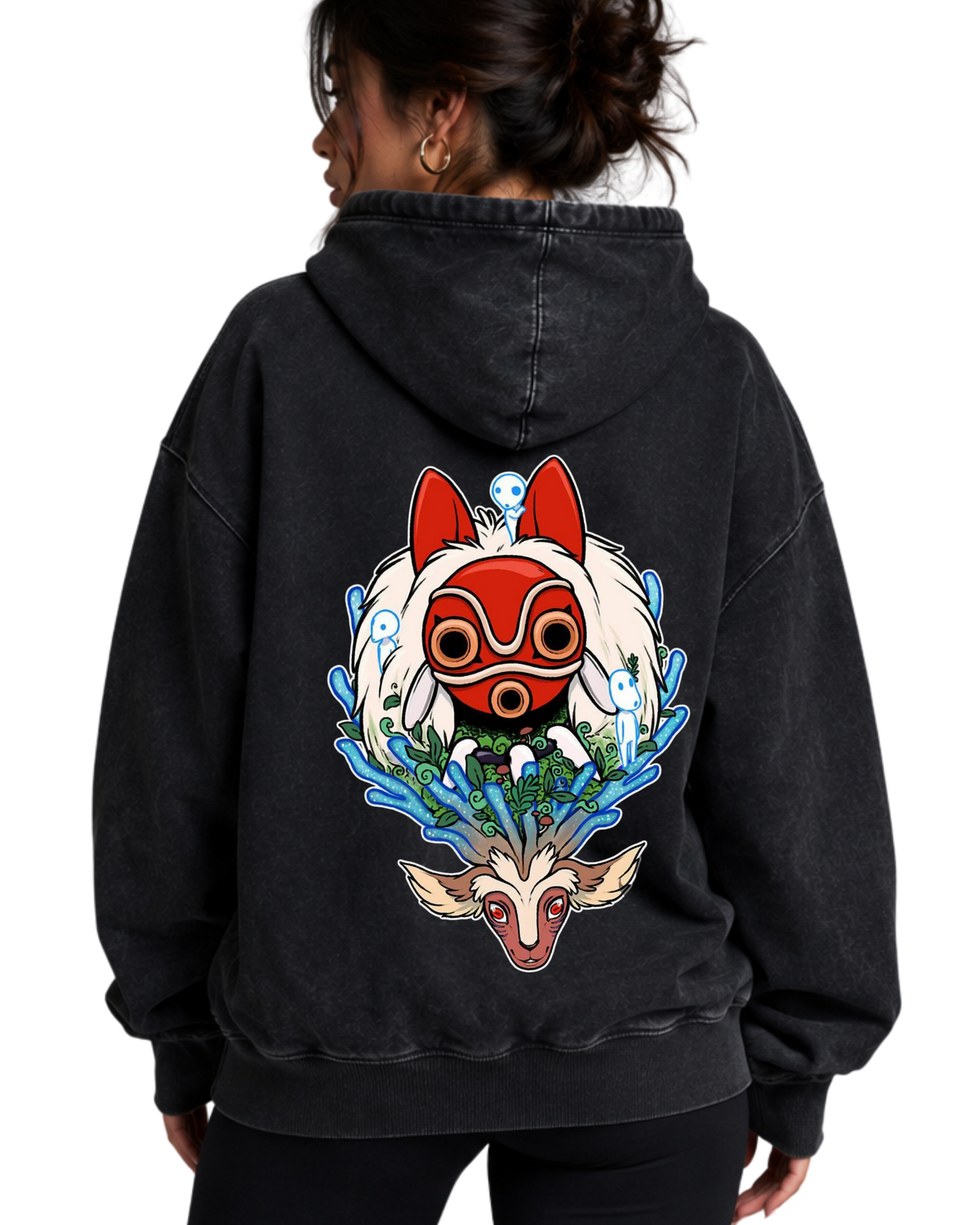 Mononoke Rage | Polerón Studio Ghibli Oversize Acid Wash