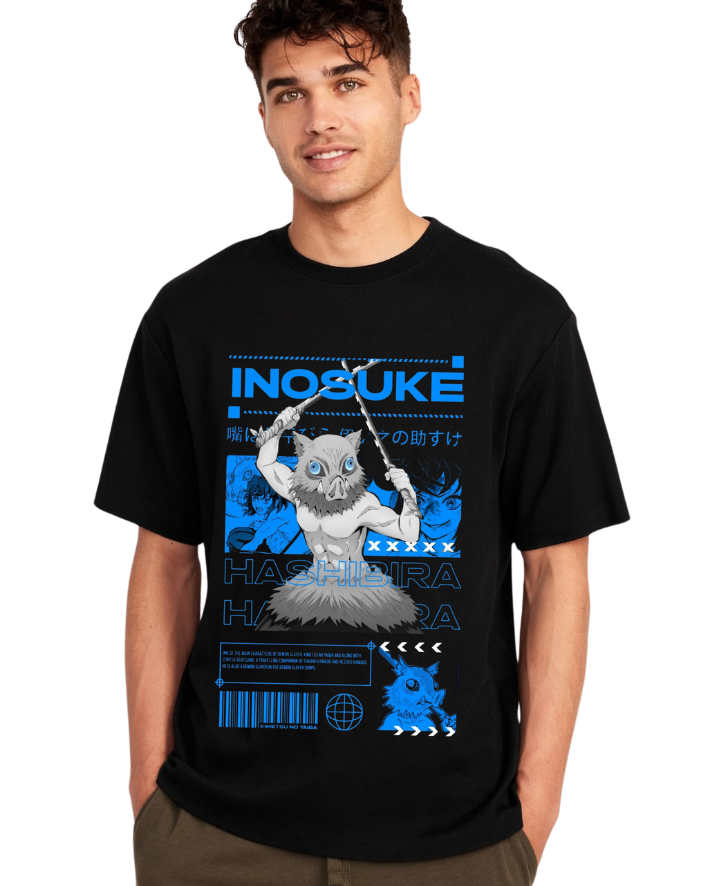 Polera Algodón Modo Inosuke Tech — Demon Slayer